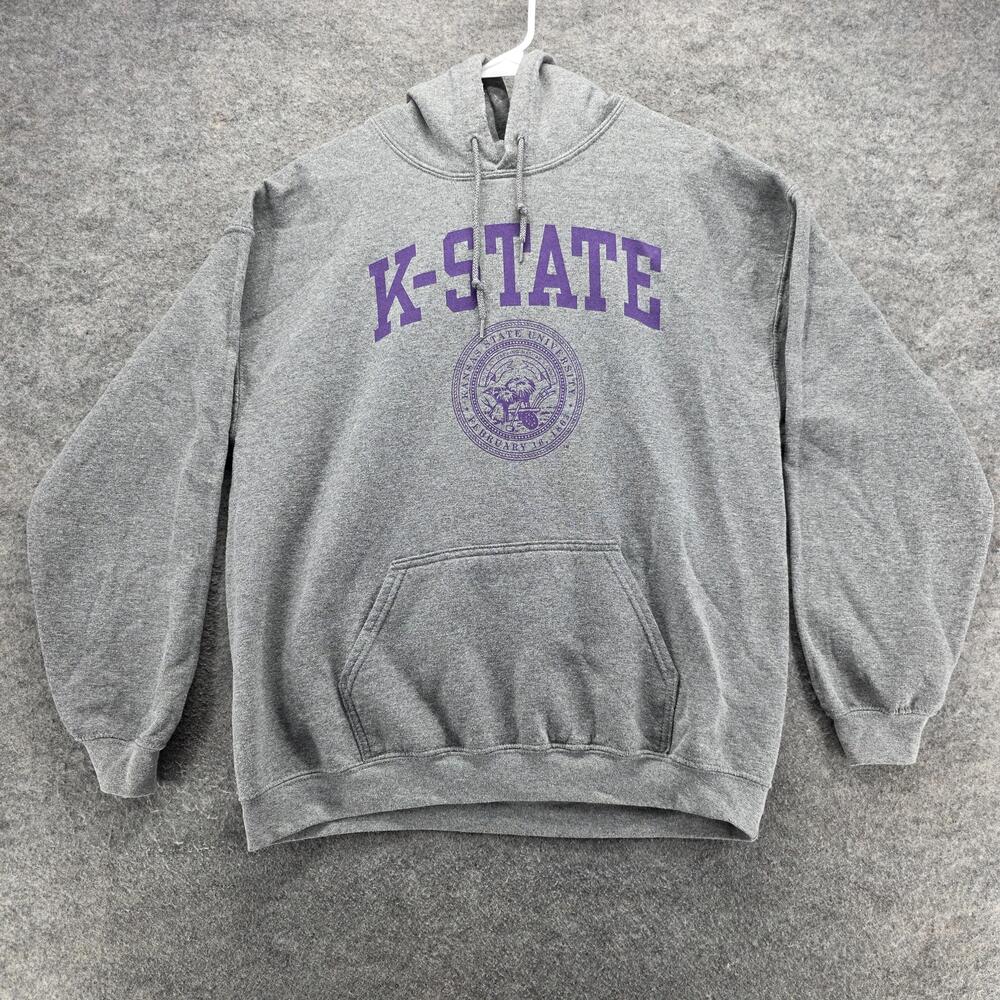 Kansas State Wildcats Hoodie Mens Large Gray NCAA Basketball Pullover Sweatshirt